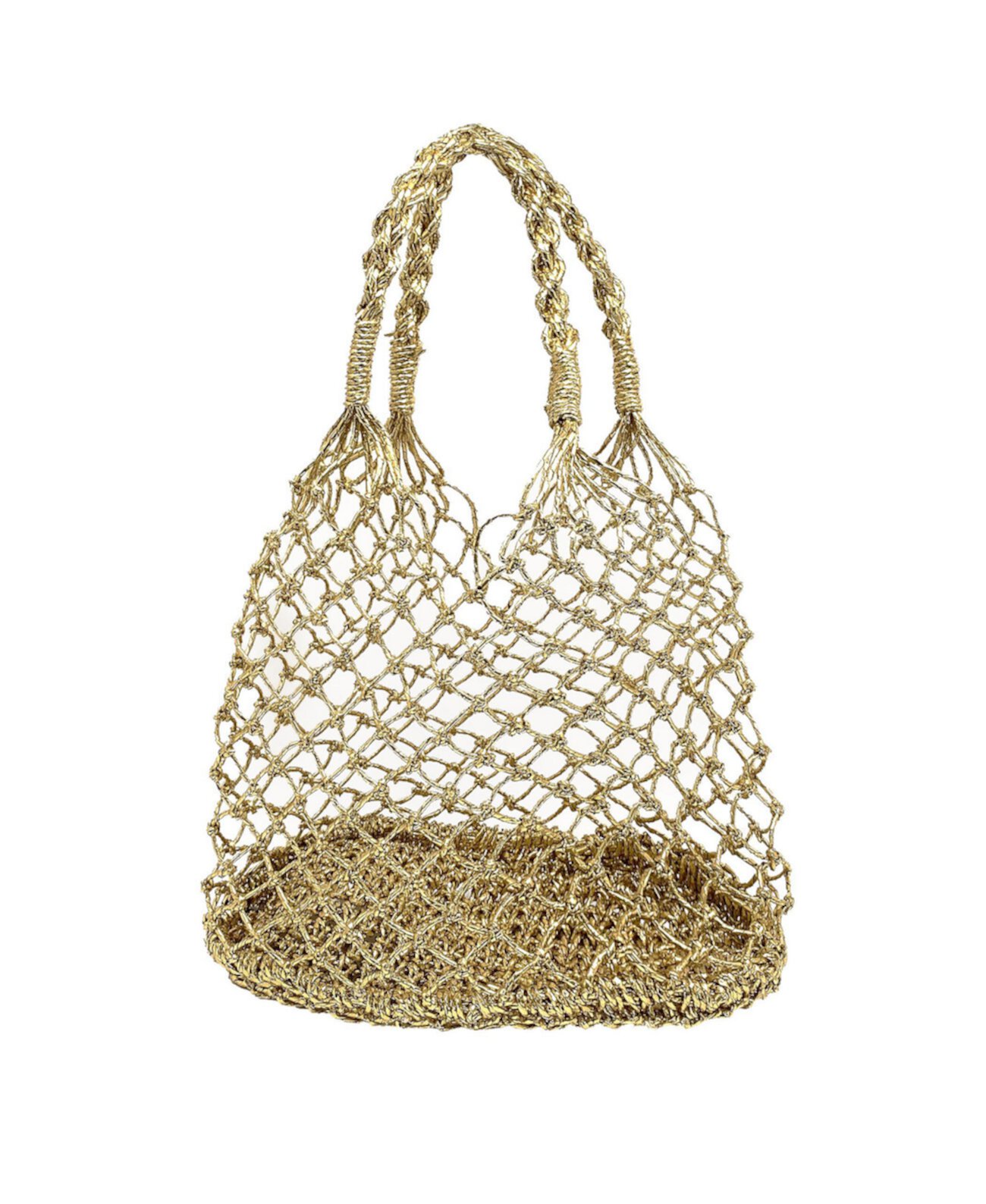 Женская сумка-тоут Asa Metallic Gold Tote Macrame La Regale