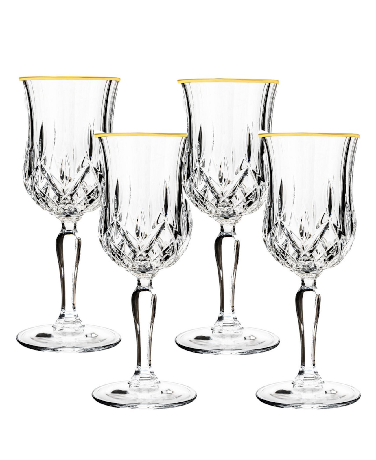 Opera Gold Collection 4 хрустальных бокала для вина с золотым ободком Lorpen