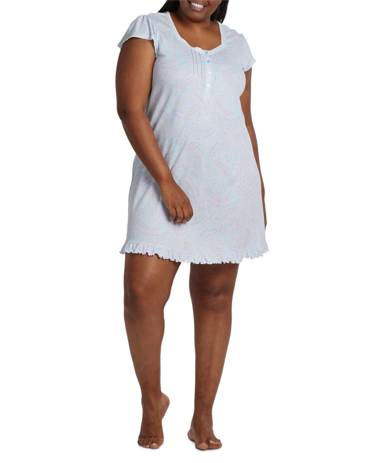 Женская короткая ночная рубашка больших размеров с узором пейсли Miss Elaine