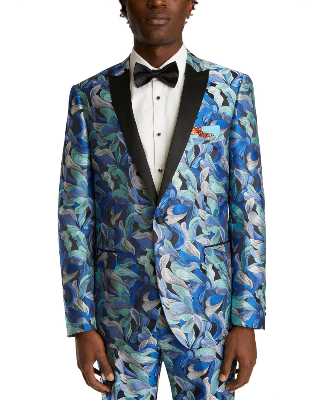 Мужская приталенная куртка-смокинг с цветочным принтом Paisley & Gray