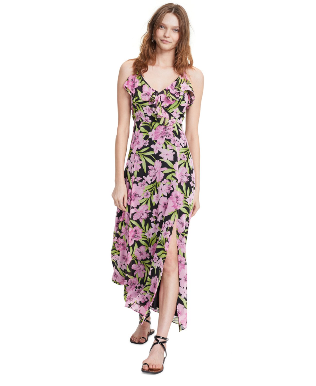 Женское макси-платье с цветочным принтом и оборками, созданное для Macy's Bar III