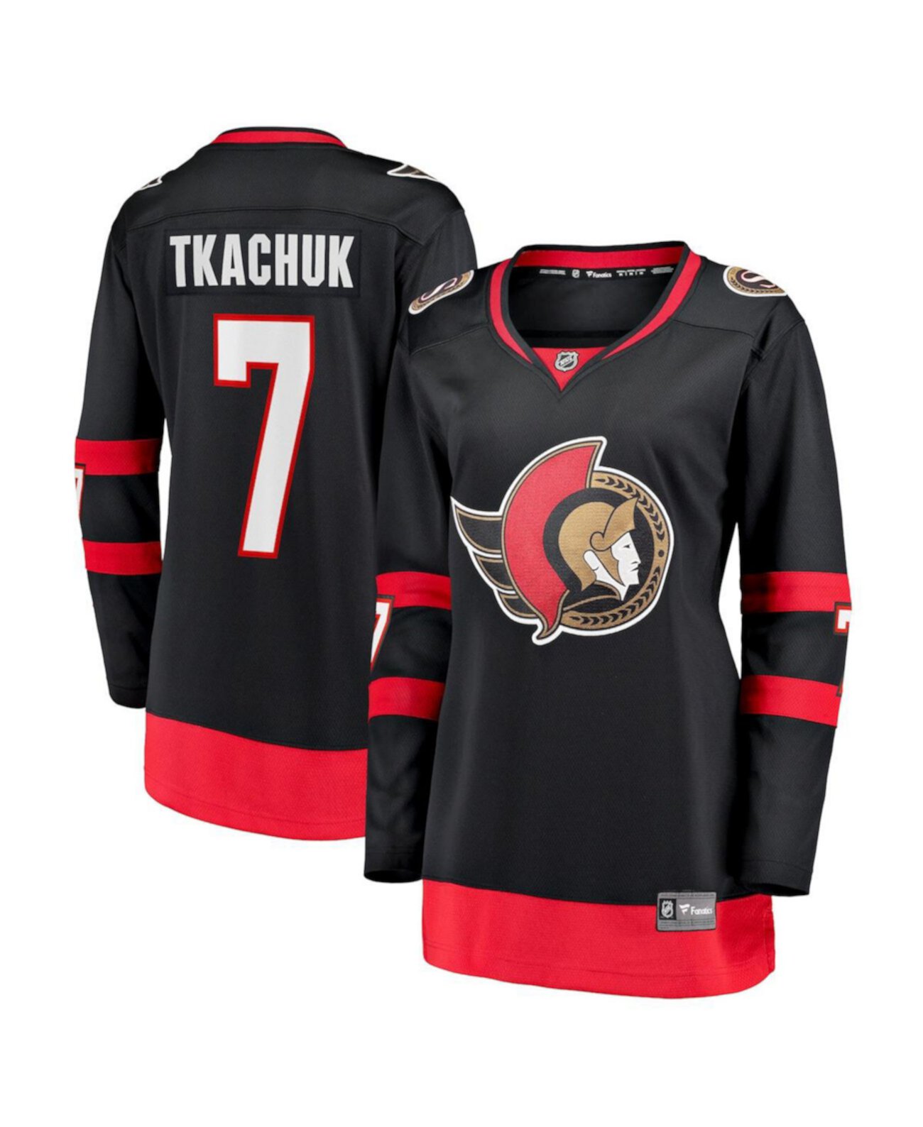 Женская черная футболка с Брейди Ткачуком Ottawa Senators Home 2020/21 Premier Breakaway Player Fanatics