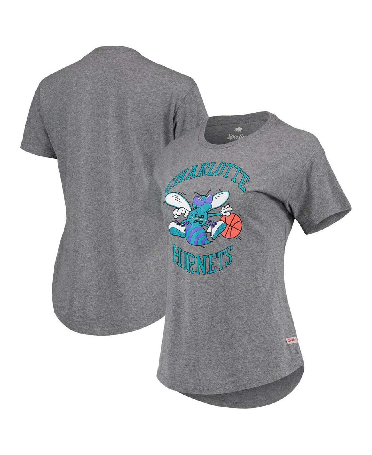 Женская меланжевая серая футболка Charlotte Hornets Tri-Blend Phoebe Sportiqe