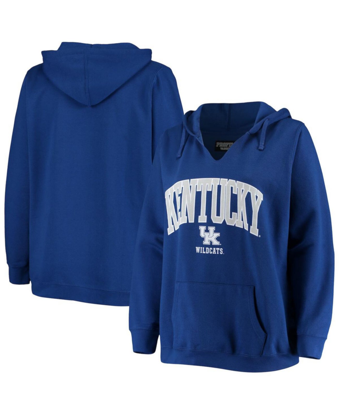 Women's Royal Kentucky Wildcats Plus Size Notch Neck Pullover Hoodie Profile Varsity