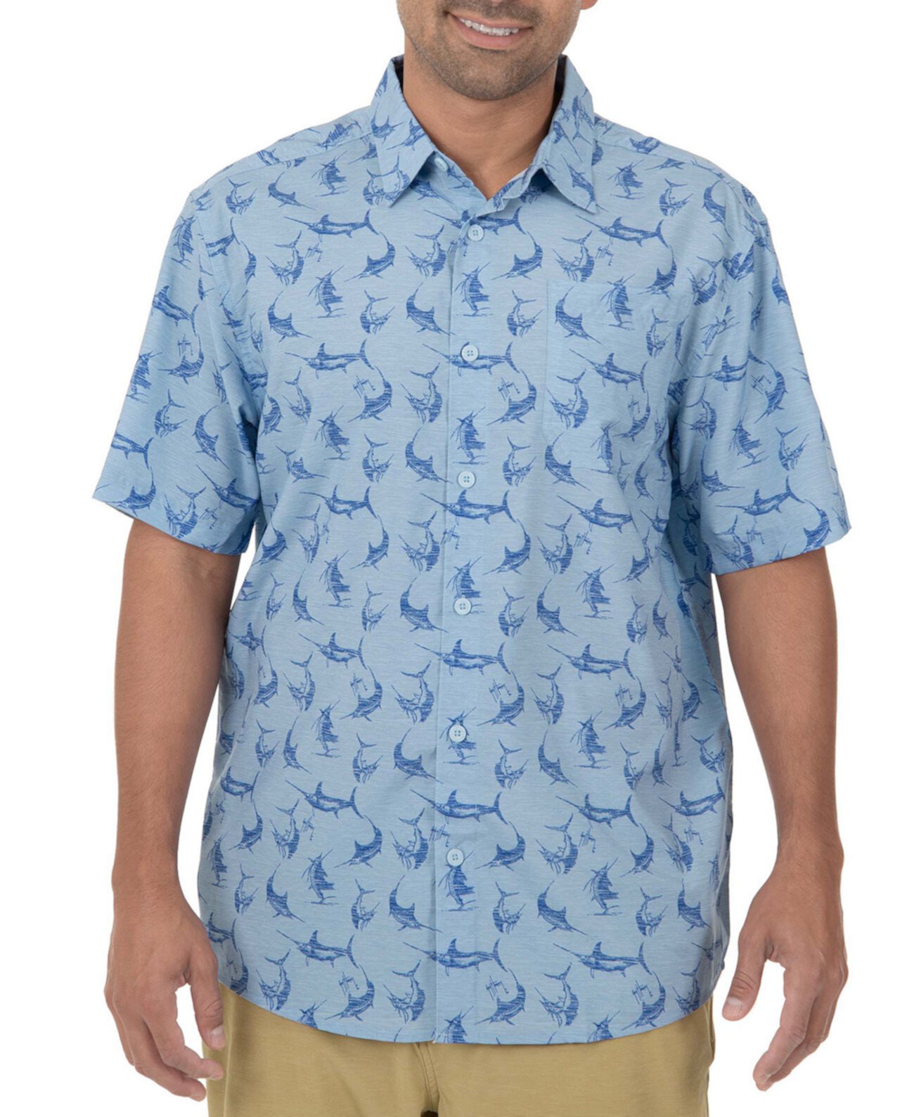Мужская рыбацкая рубашка с принтом Billfish Guy Harvey
