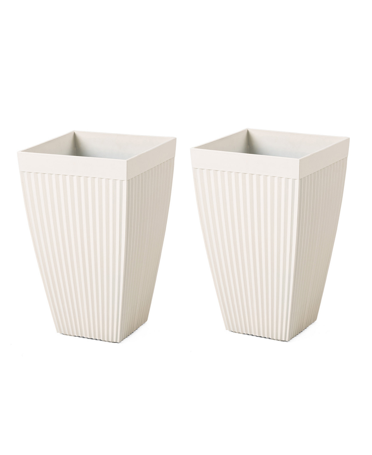 Oversized Faux Ceramic Fluted tapered Tall Pot Planter, Set of 2 Glitzhome