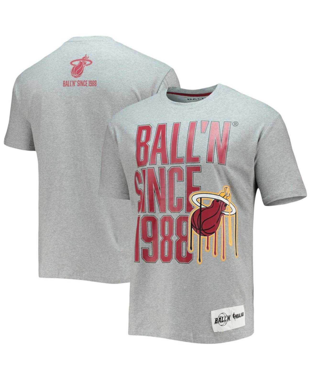 Мужская футболка из меланжевого серого цвета Miami Heat с 1988 года BALL'N