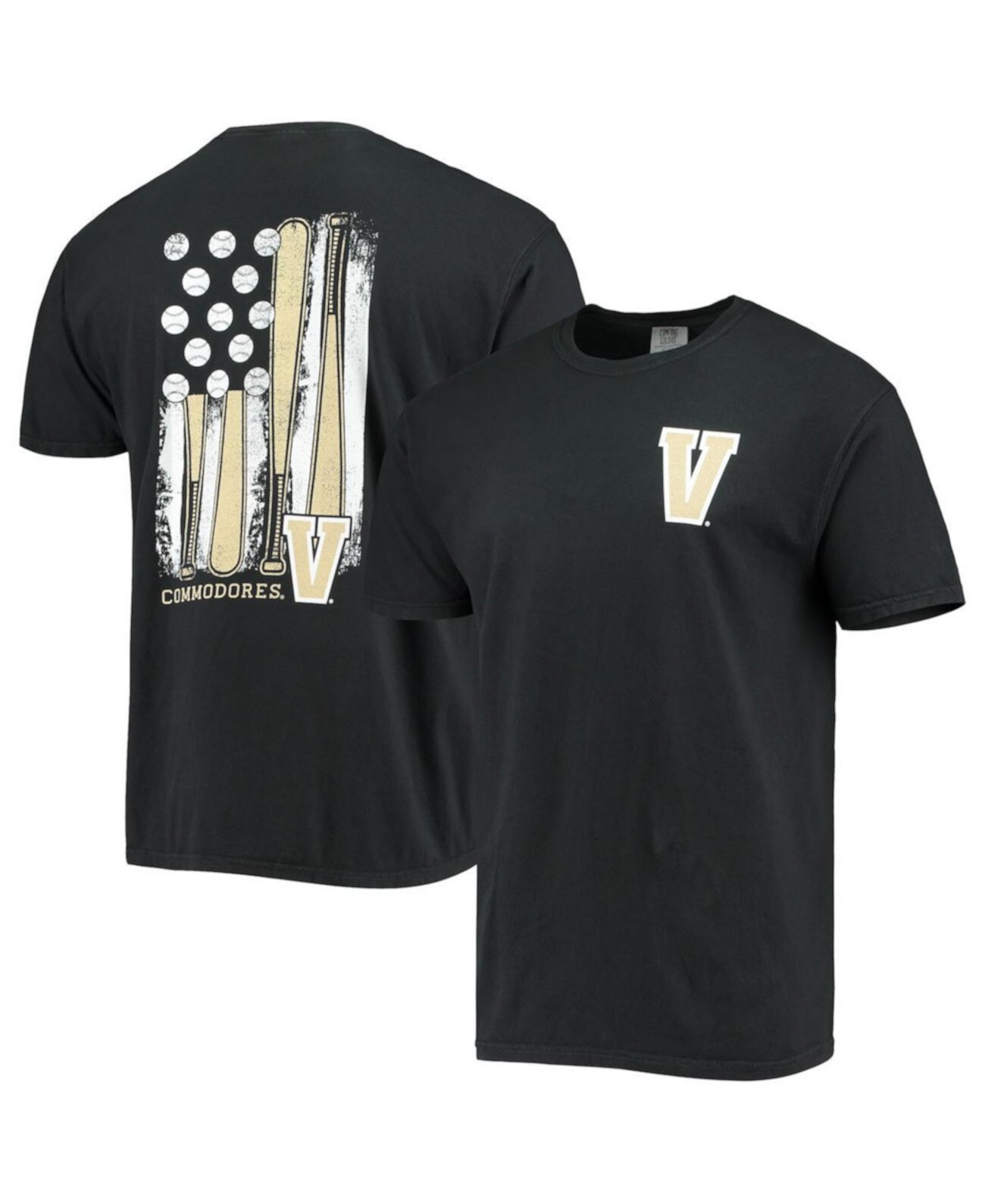 Мужская черная футболка Vanderbilt Commodores Baseball Flag Comfort Colors Image One