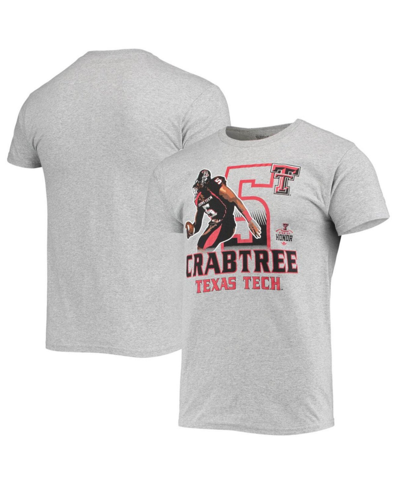 Мужская футболка с коротким рукавом Michael Crabtree Texas Tech Red Raiders серо-меланжевого цвета Original Retro Brand