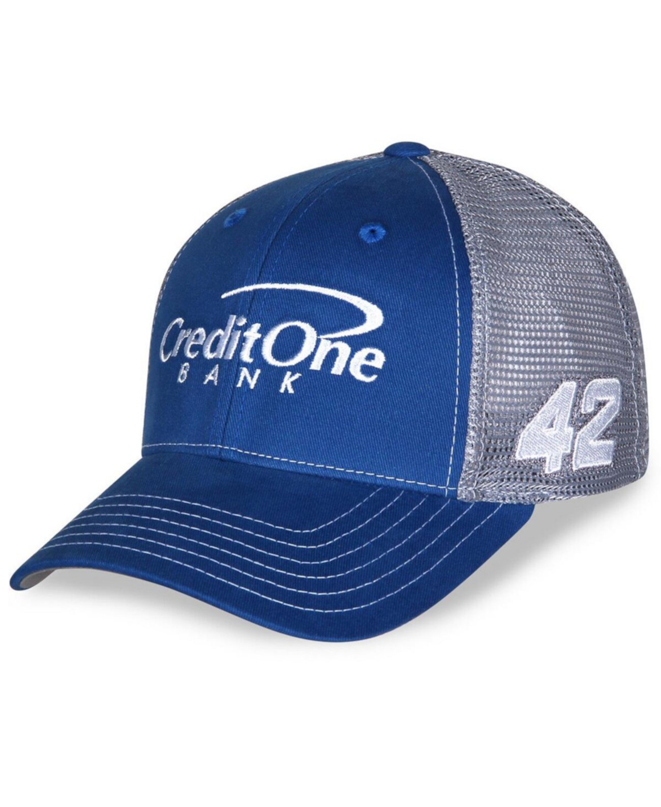 Мужская клетчатая кепка с сине-серым флагом Matt Kenseth CreditOne Bank Регулируемая шляпа водителя грузовика Checkered Flag Sports