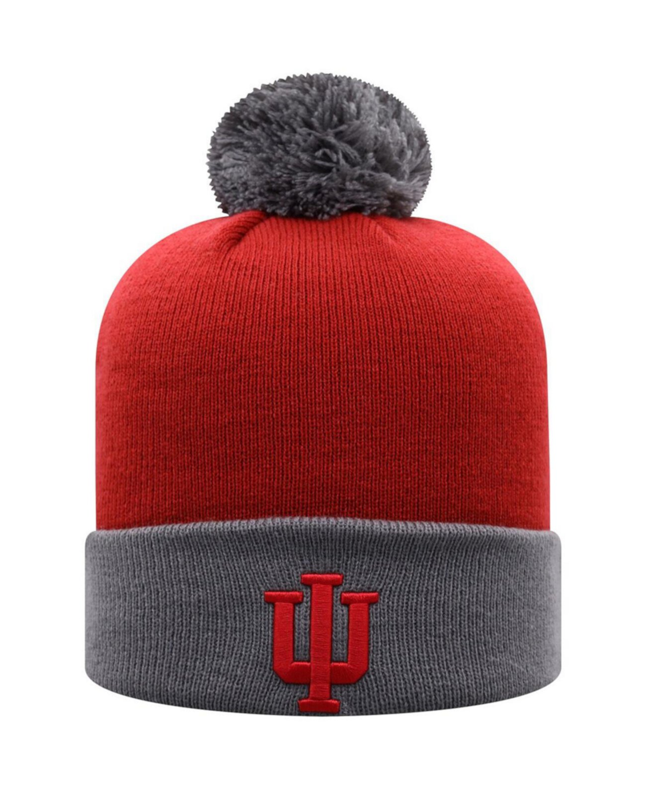 Шапка с помпоном и отворотом Indiana Hoosiers из трикотажного акрила, универсальный размер Top of the World