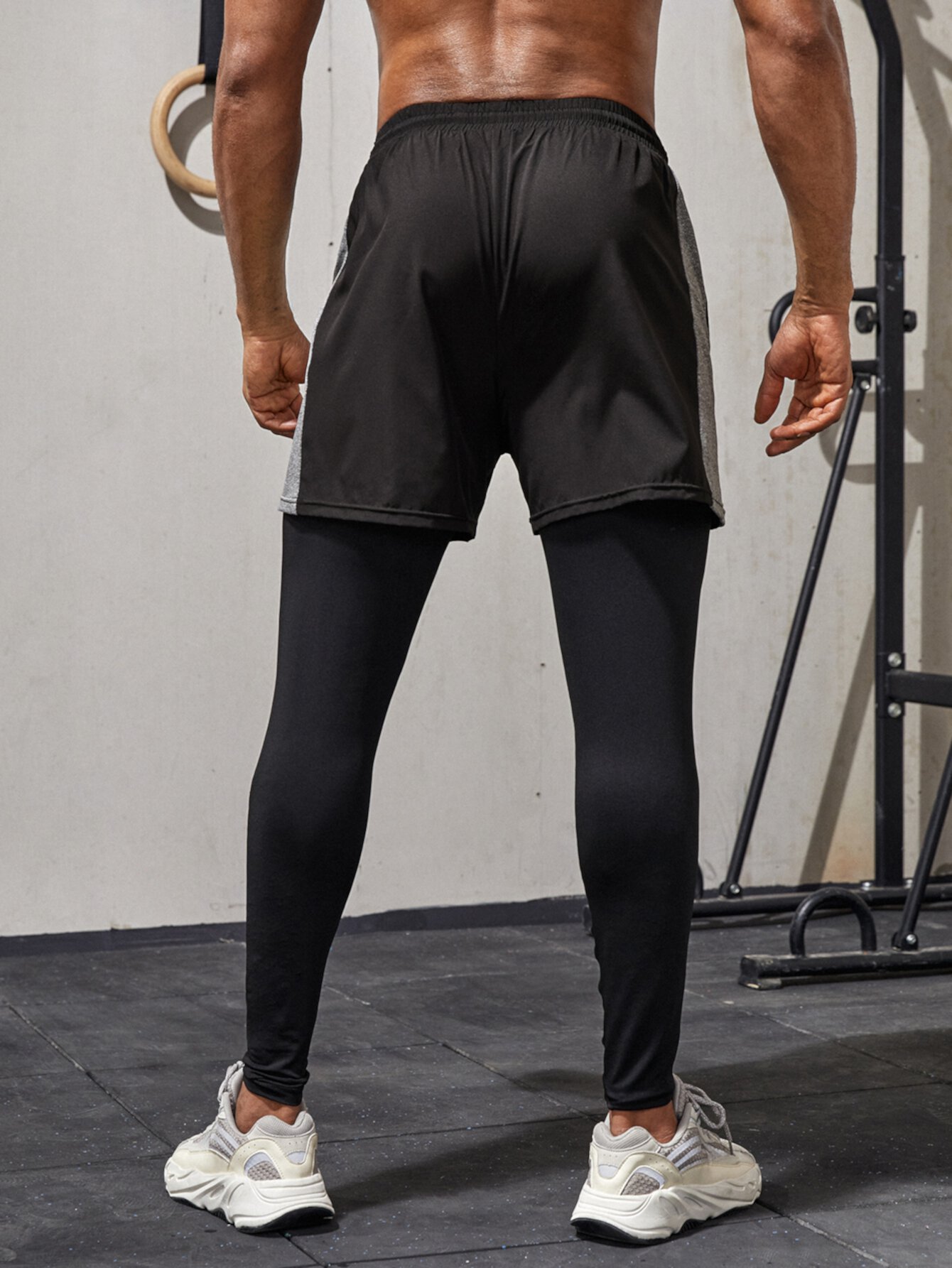 для мужчины Спортивные брюки с текстовым принтом с боковым швом 2 в 1 SHEIN
