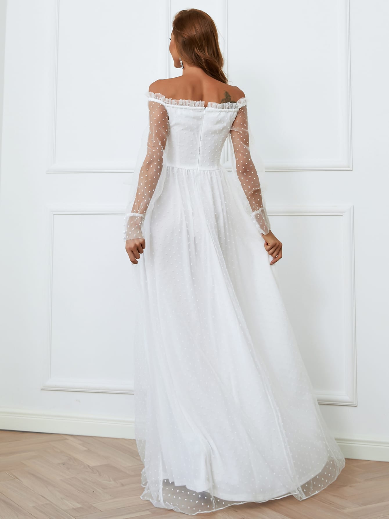Missord Свадебное платье с открытыми плечами в горошек с кружевом Missord