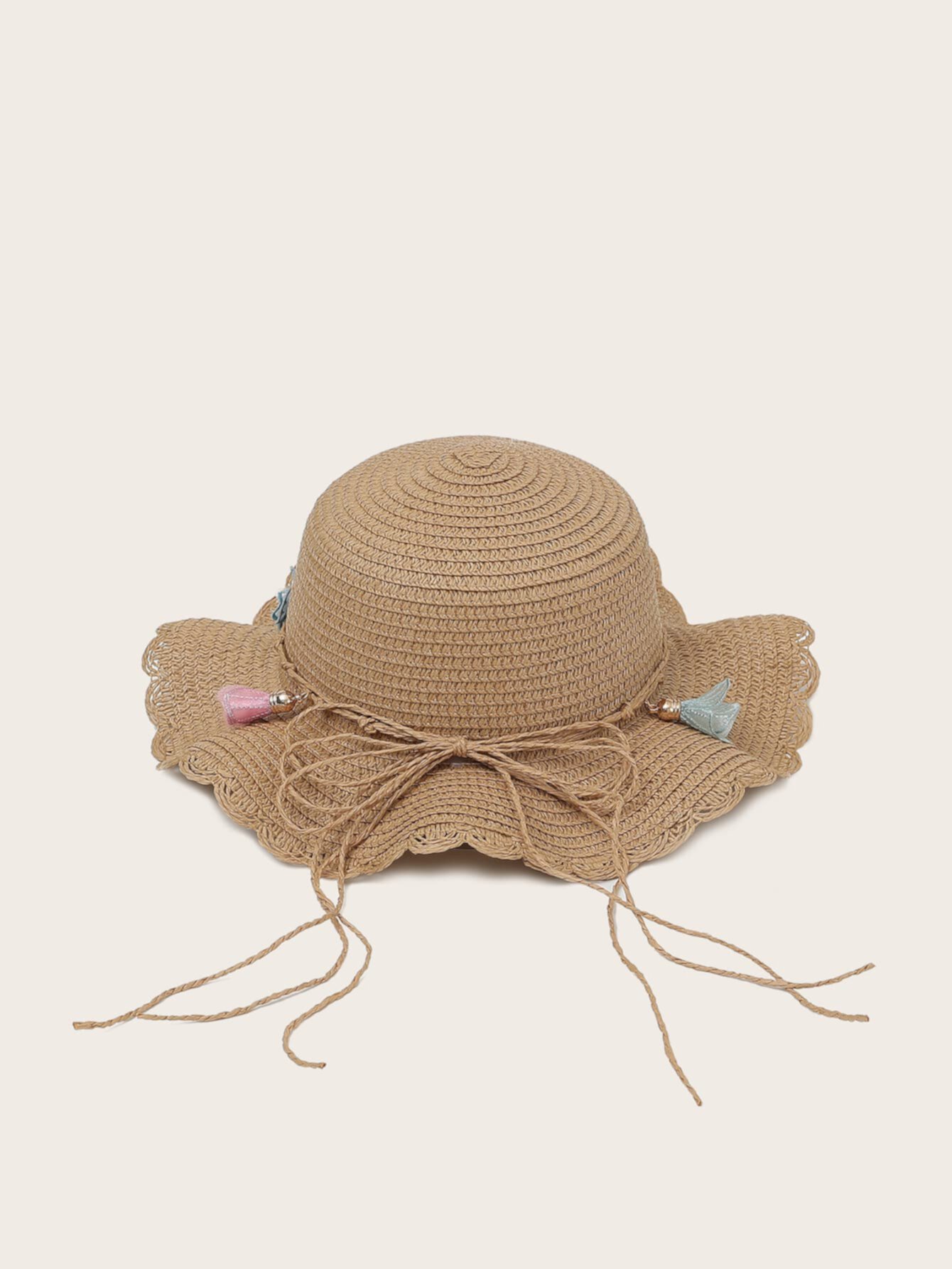 для девочек Соломенная шляпа с бабочкой с фестончатой отделкой & Сумка SHEIN