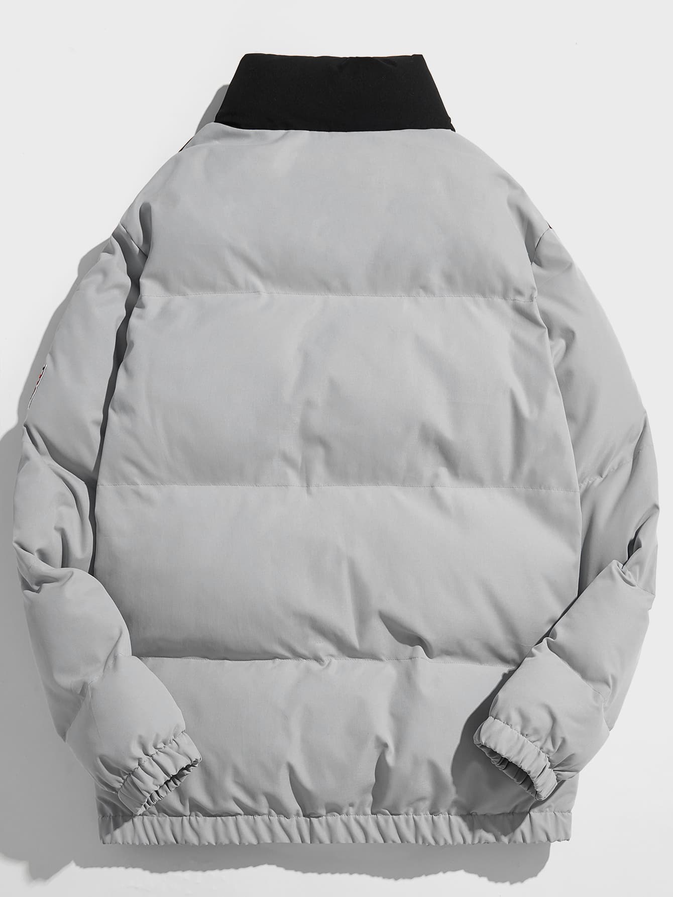 SHEIN для мужчины Утепленная куртка на молнии с текстовым принтом с заплатой SHEIN