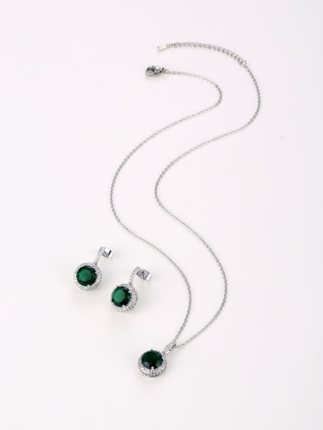 Серьги-подвески и ожерелье со стразами SHEIN