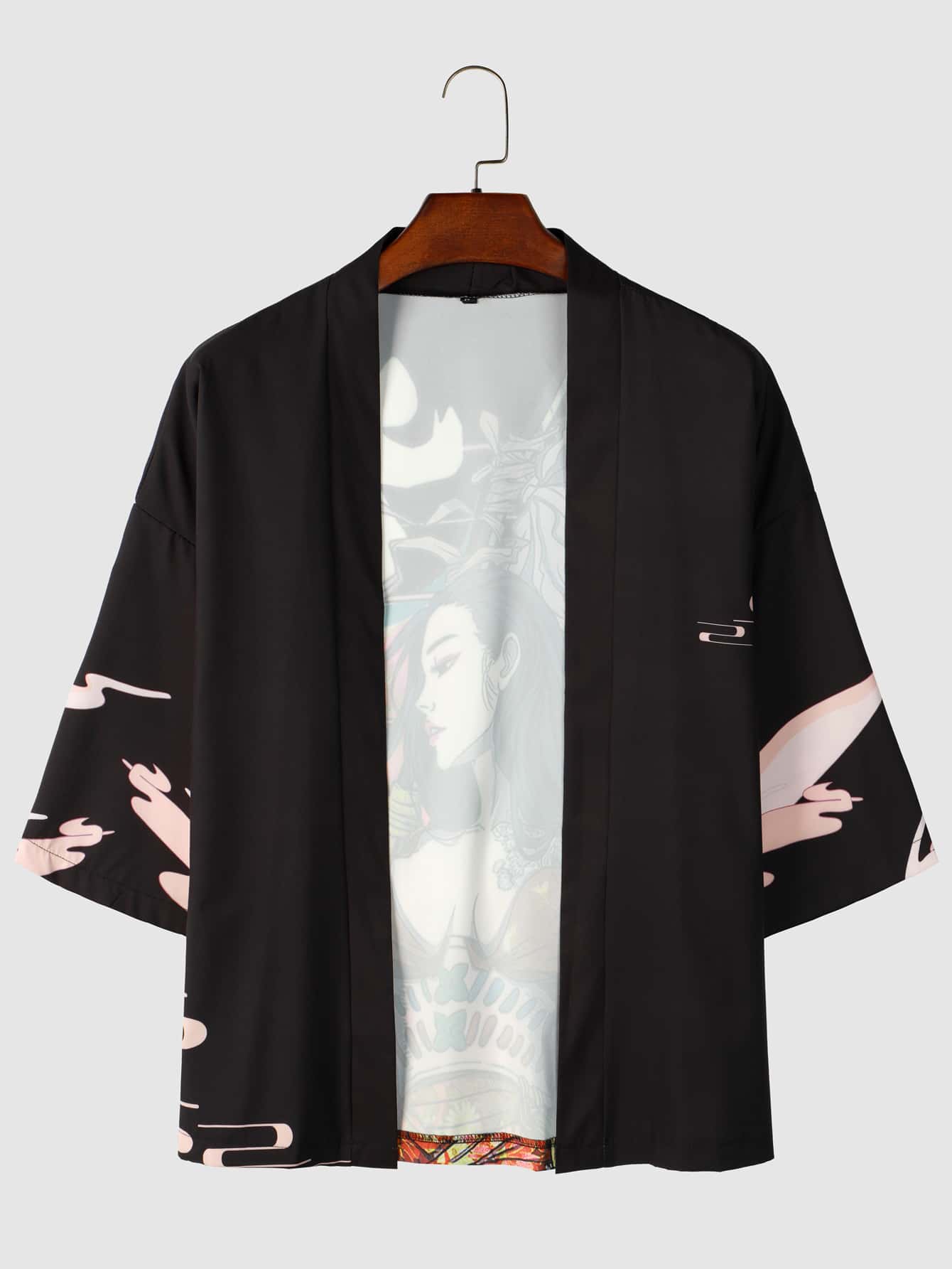 Мужское кимоно с цветочным и графическим принтом SHEIN