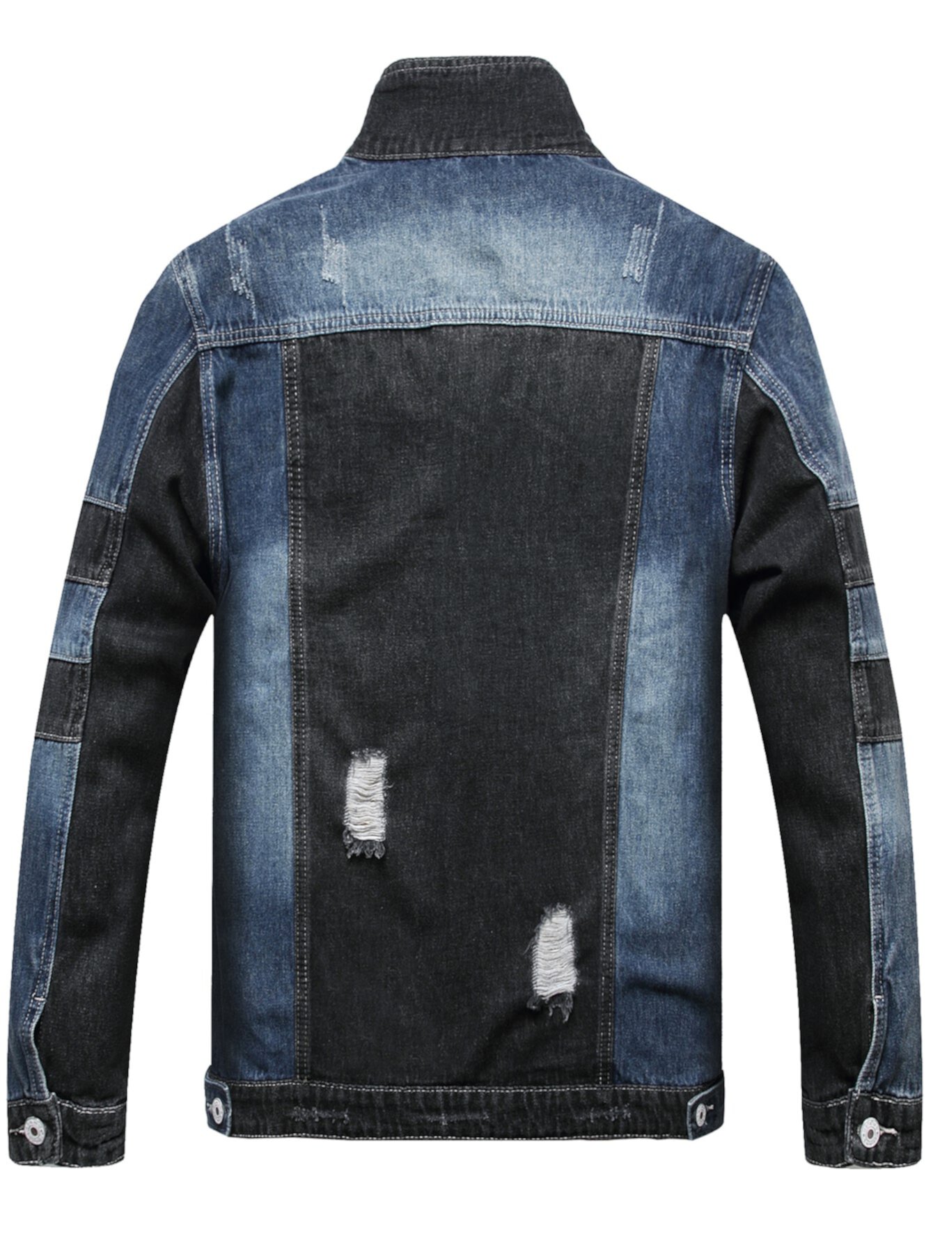 Двухцветная рваная джинсовая куртка для мужчины SHEIN