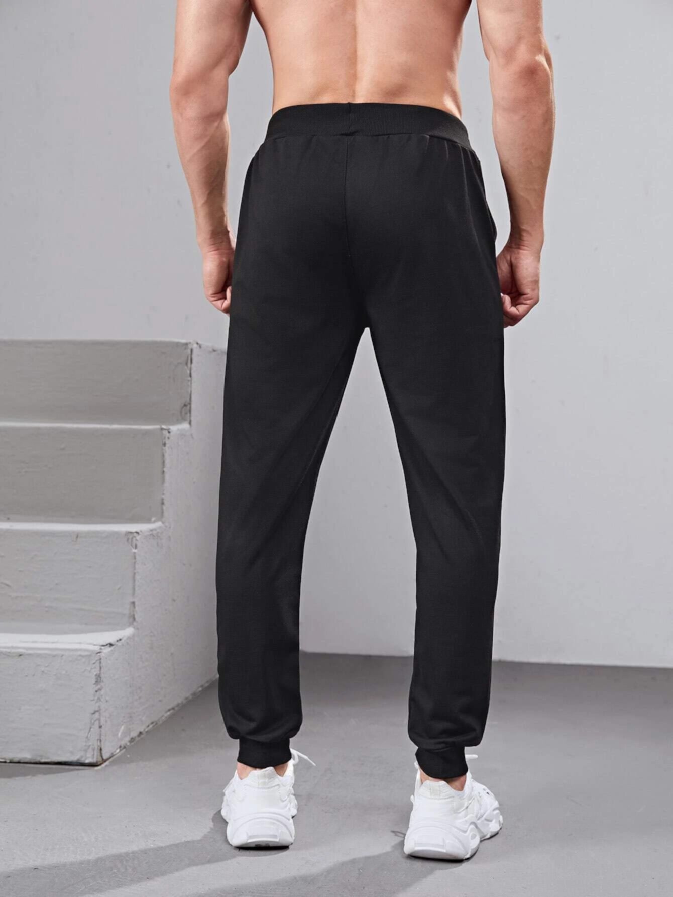 для мужчины Спортивные брюки с текстовым принтом на кулиске SHEIN