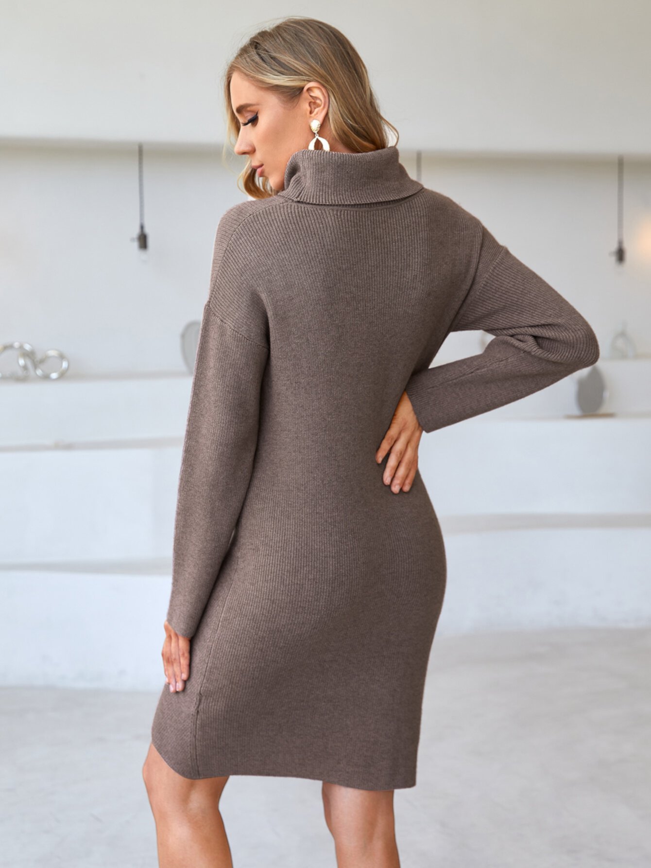 SHEIN Облегающее платье-свитер с высоким воротником для беременных SHEIN