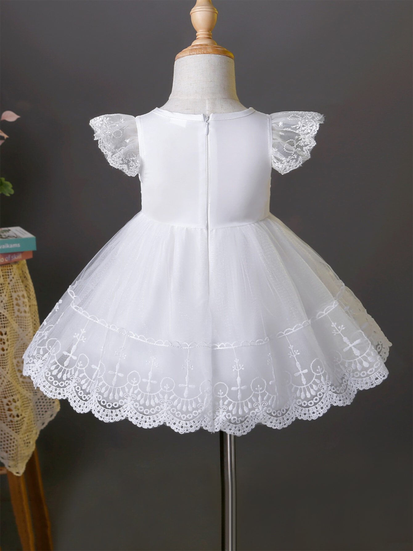 для детей Вечернее платье с гипюровой кружевной отделкой сетчатый SHEIN