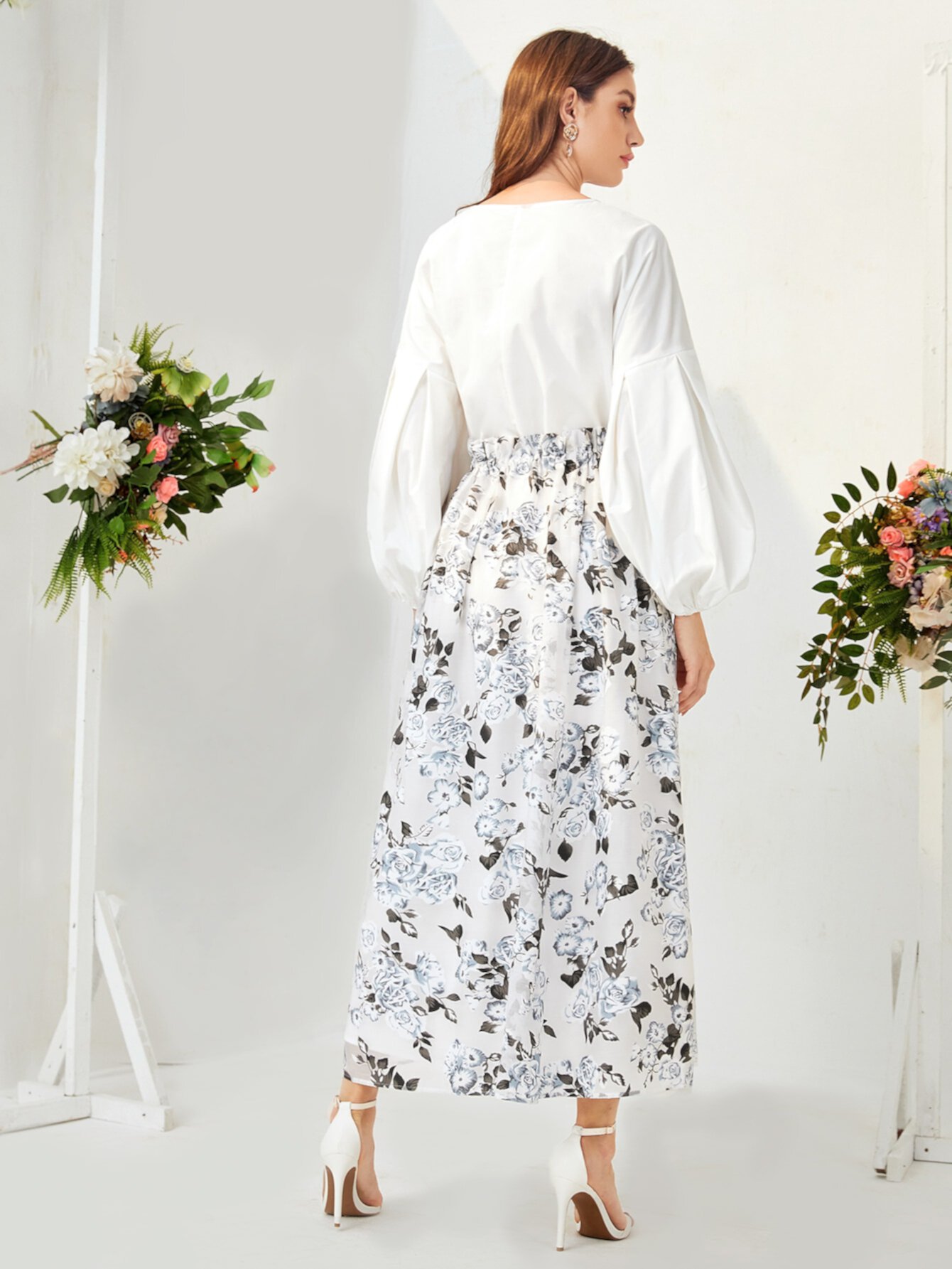 SHEIN Платье с цветочным принтом и поясом SHEIN