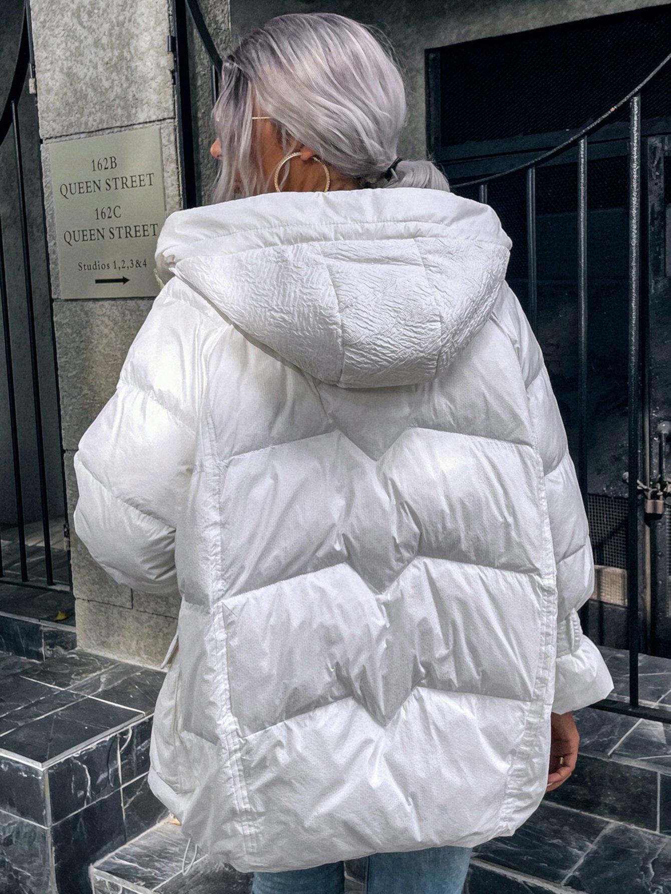 Пальто с капюшоном SHEIN