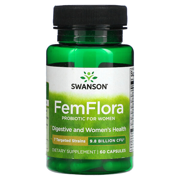 FemFlora, Пробиотик для женщин - 9.8 миллиардов КОЕ - 60 капсул - Swanson Swanson