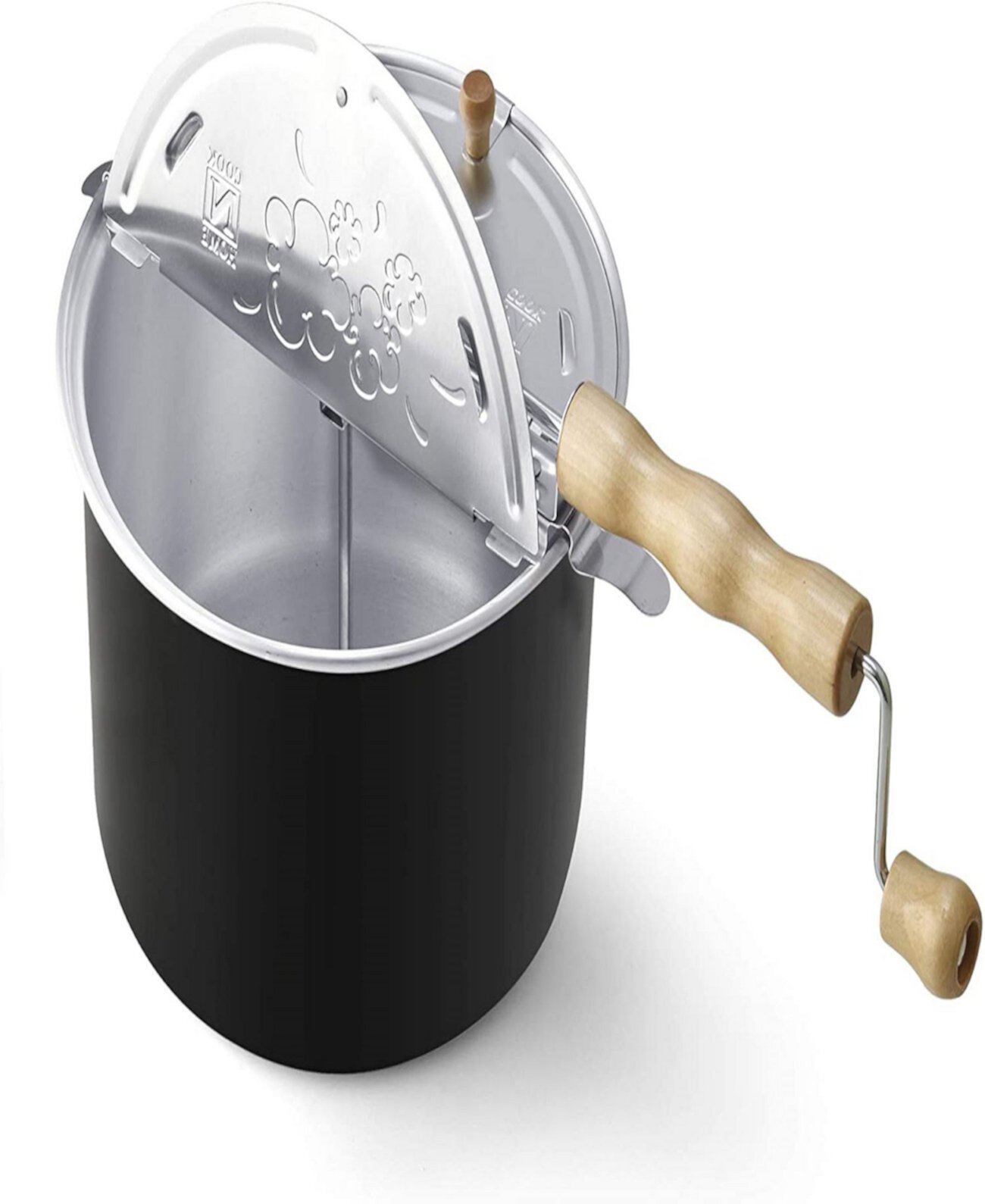 Stovetop Popcorn Popper with Crank, 6-Quart Aluminum Popcorn Pot, Black Cook N Home