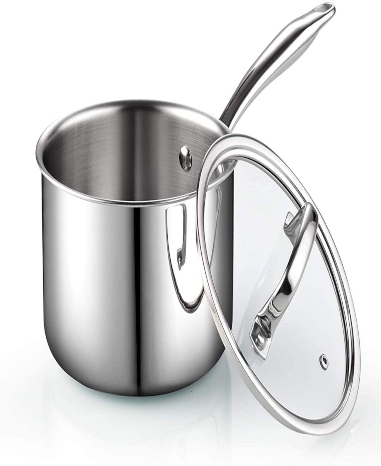 Tri-Ply Clad Stainless Steel Sauce Pan with Lid, 3 Quart, Silver Cook N Home