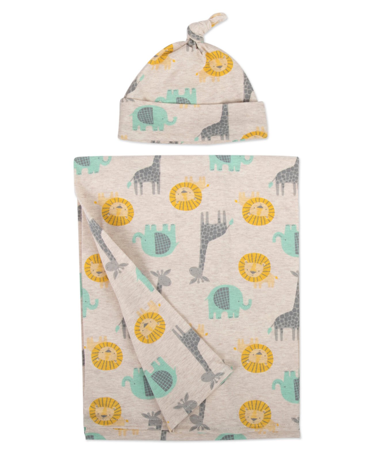 Мягкое пеленальное одеяло с принтом жирафа для маленьких мальчиков и шапочка в тон, комплект из 2 предметов Baby Essentials