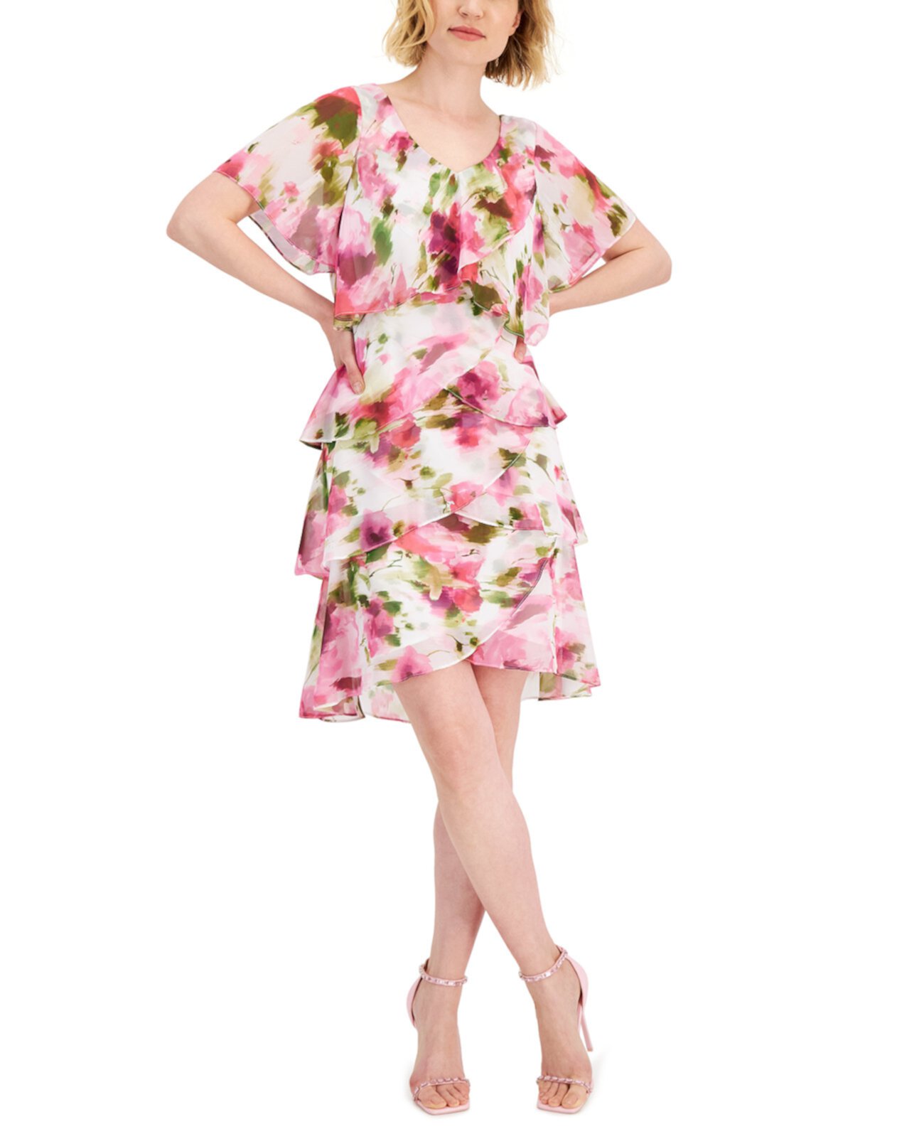 Ярусное платье с цветочным принтом SL Fashions