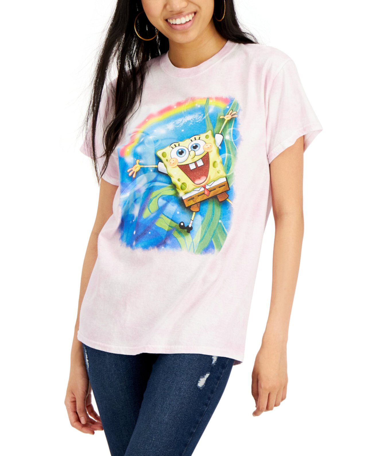 Хлопковая футболка для юниоров SpongeBob с радужной графикой Mad Engine