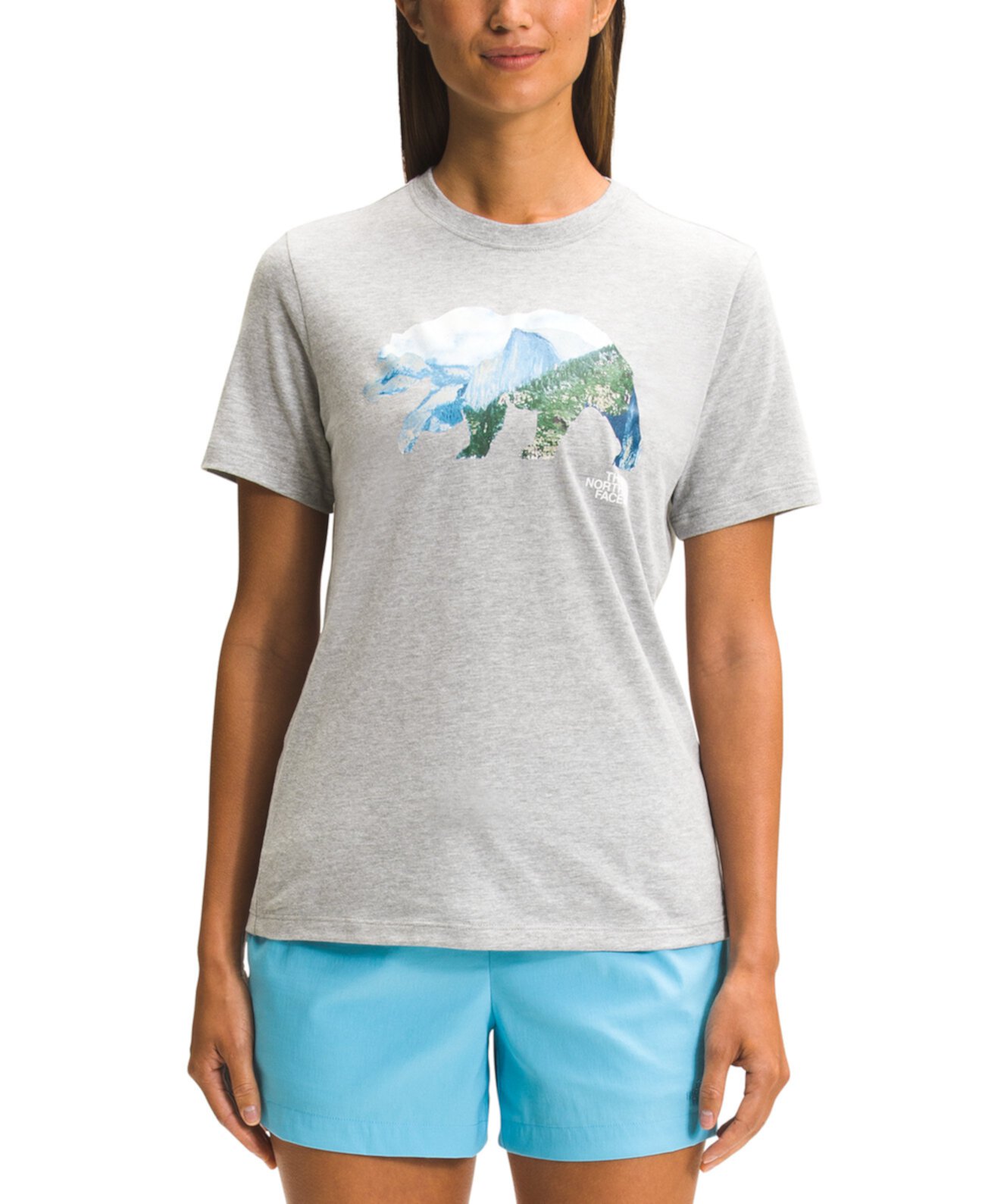 Женская хлопковая футболка с рисунком медведя The North Face