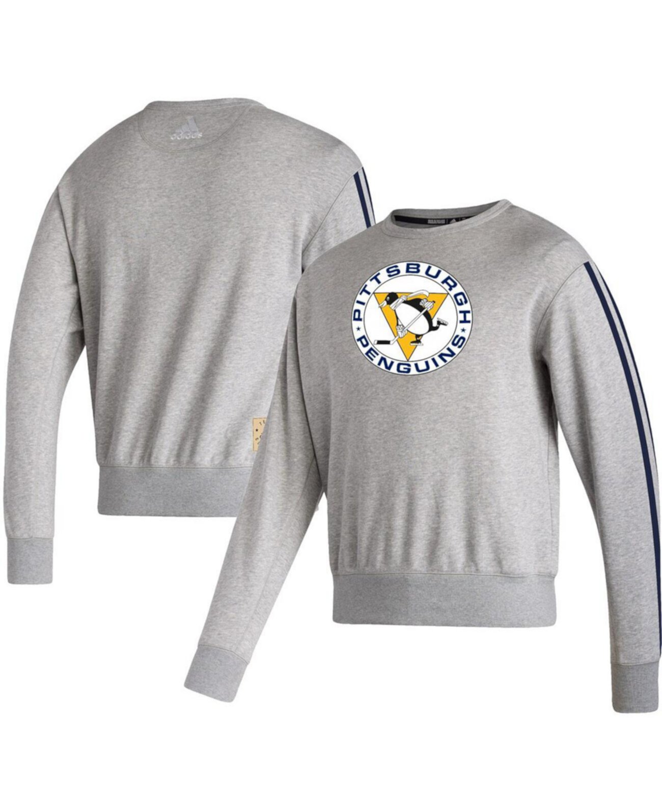 Мужская серая меланжевая толстовка Pittsburgh Penguins Team Classics в винтажном стиле Adidas