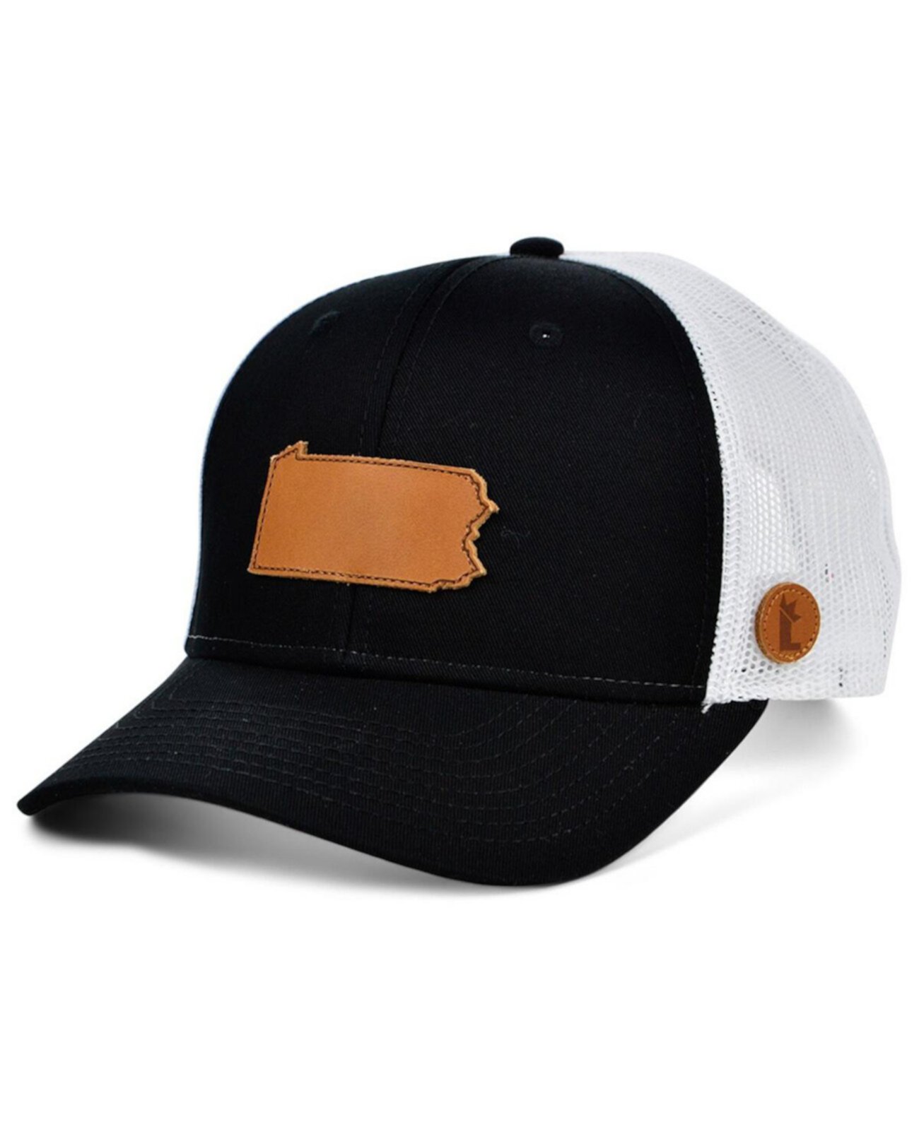 Men's Black and White Pennsylvania Statement Trucker Snapback Adjustable Hat Local Crowns