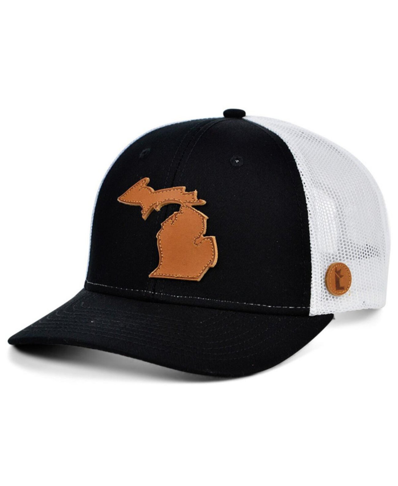 Мужская черно-белая массивная регулируемая шляпа Michigan Trucker Snapback Local Crowns