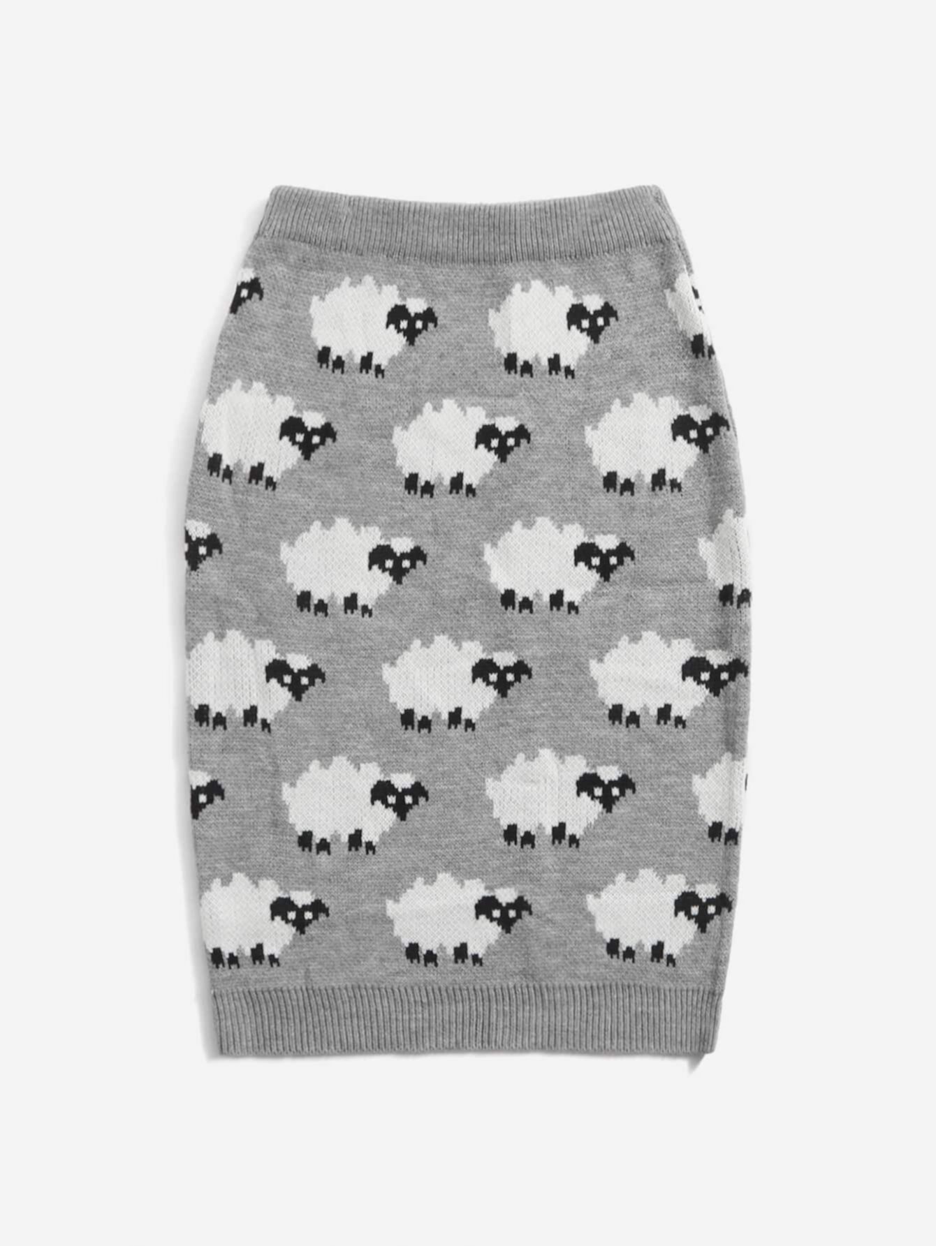 размера плюс Вязаная юбка овцы с рисунком SHEIN