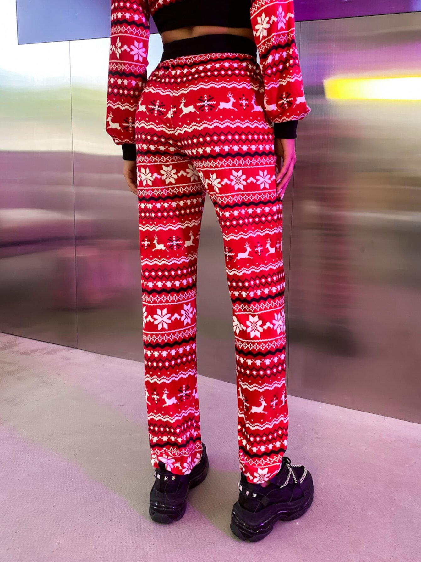 MEYSI KIM Брюки с узором "рождественский лось" & с геометрическим узором на кулиске MEYSI KIM