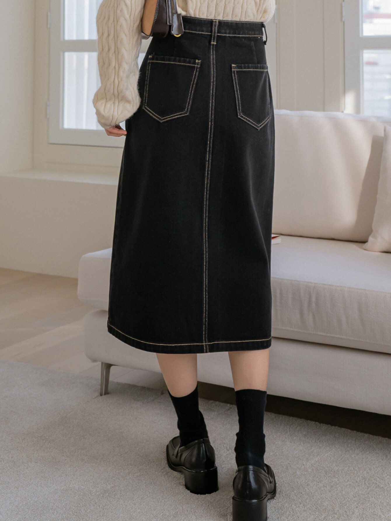 Dazy-Less Джинсовая юбка с высокой талией на пуговицах с карманами DAZY