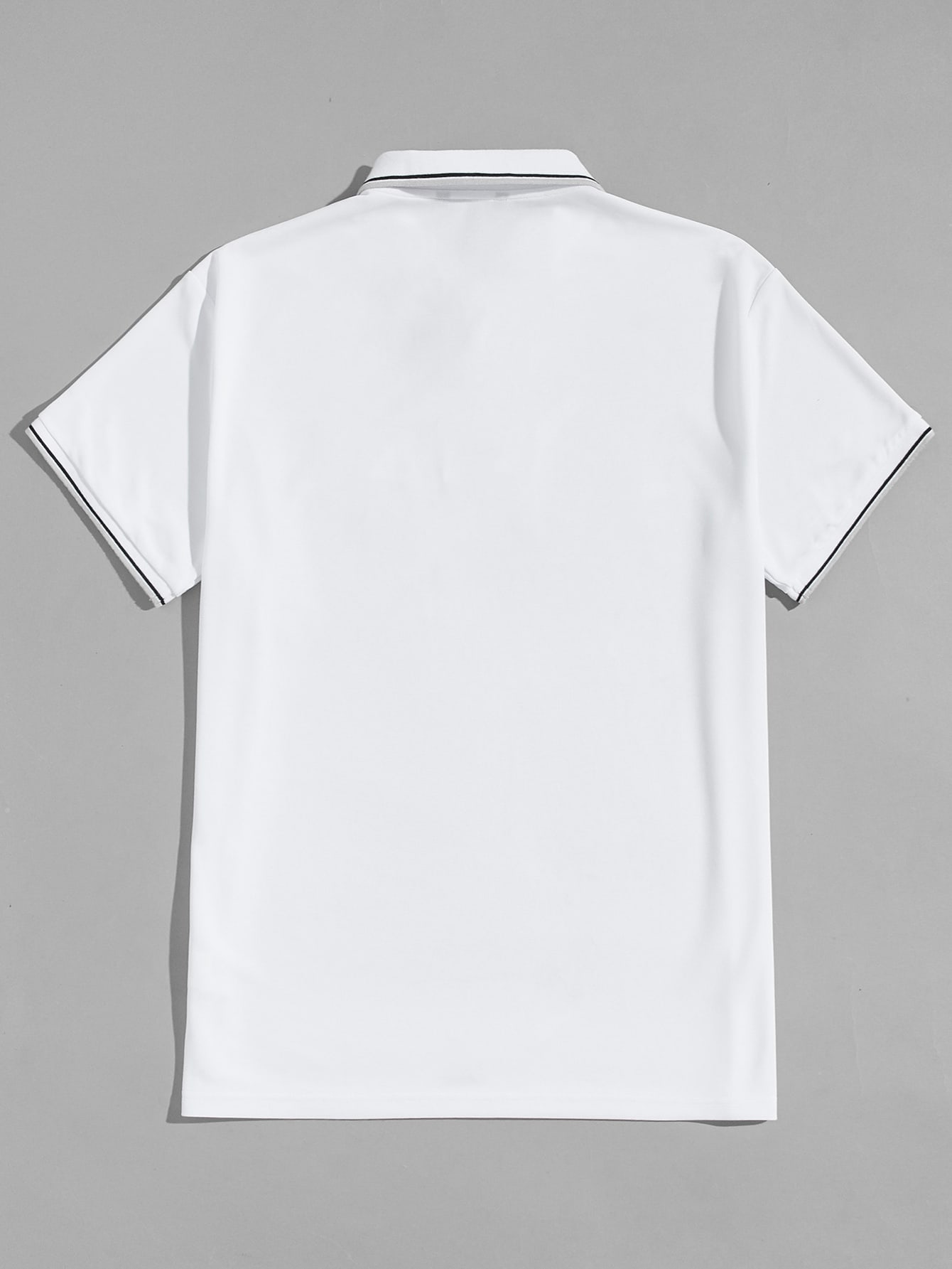 SHEIN Мужская рубашка-поло с вышивкой и контрастной отделкой SHEIN