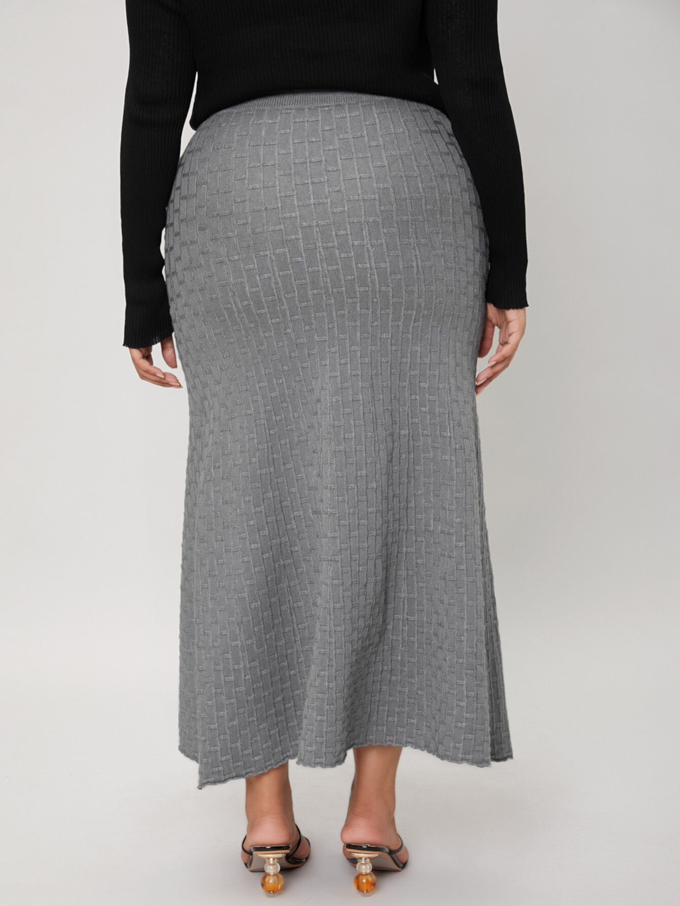 SHEIN Однотонная вязаная юбка с текстурой размера плюс SHEIN