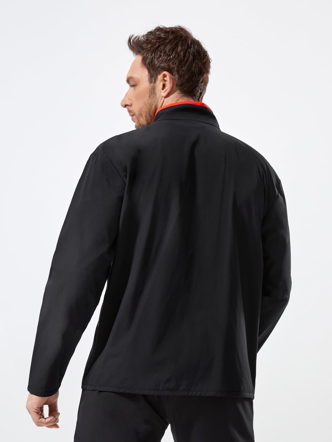 для мужчины Спортивная куртка геометрический с заплатой с контрастной отделкой на молнии SHEIN