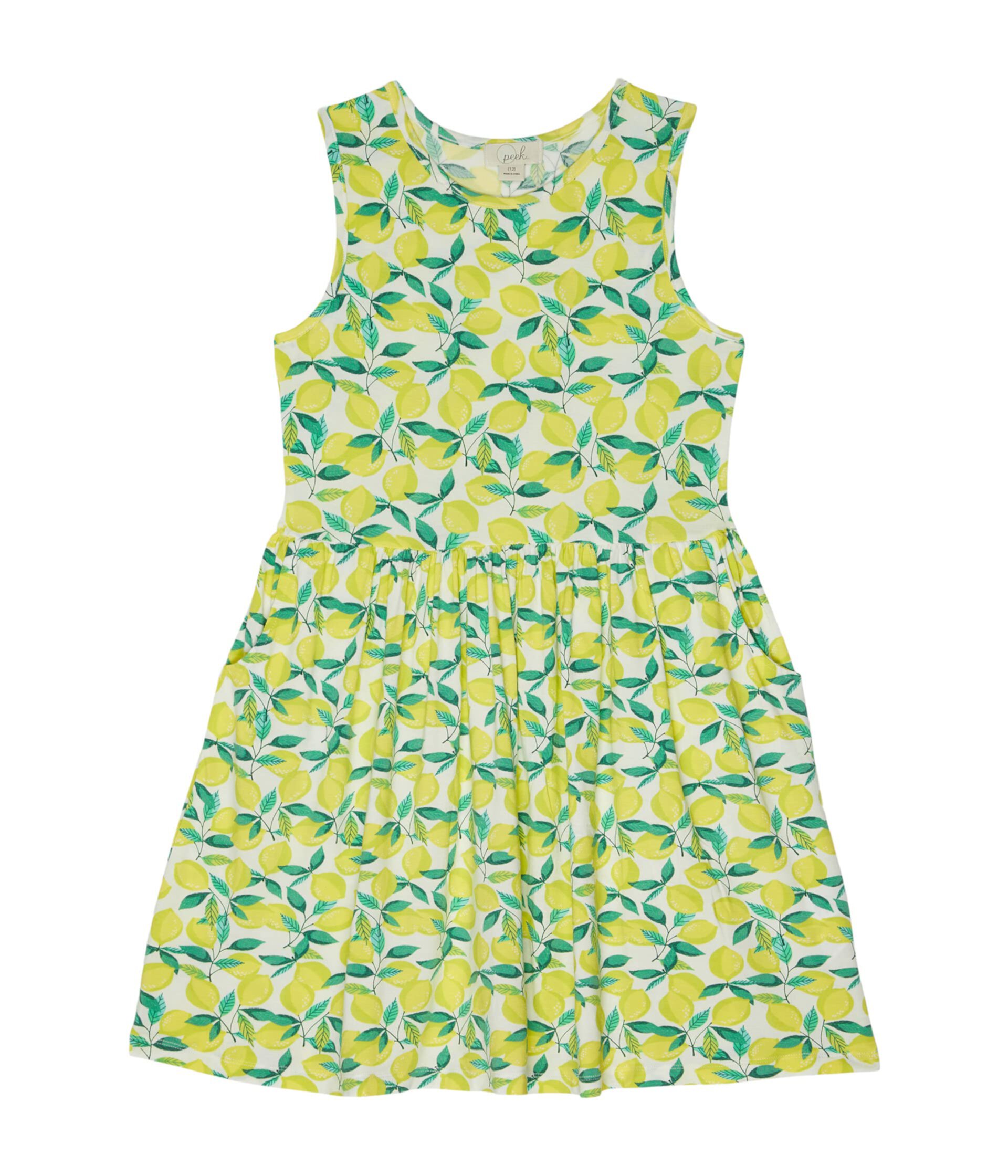 Платье с принтом лимонов по всей поверхности (для малышей/маленьких детей/больших детей) PEEK