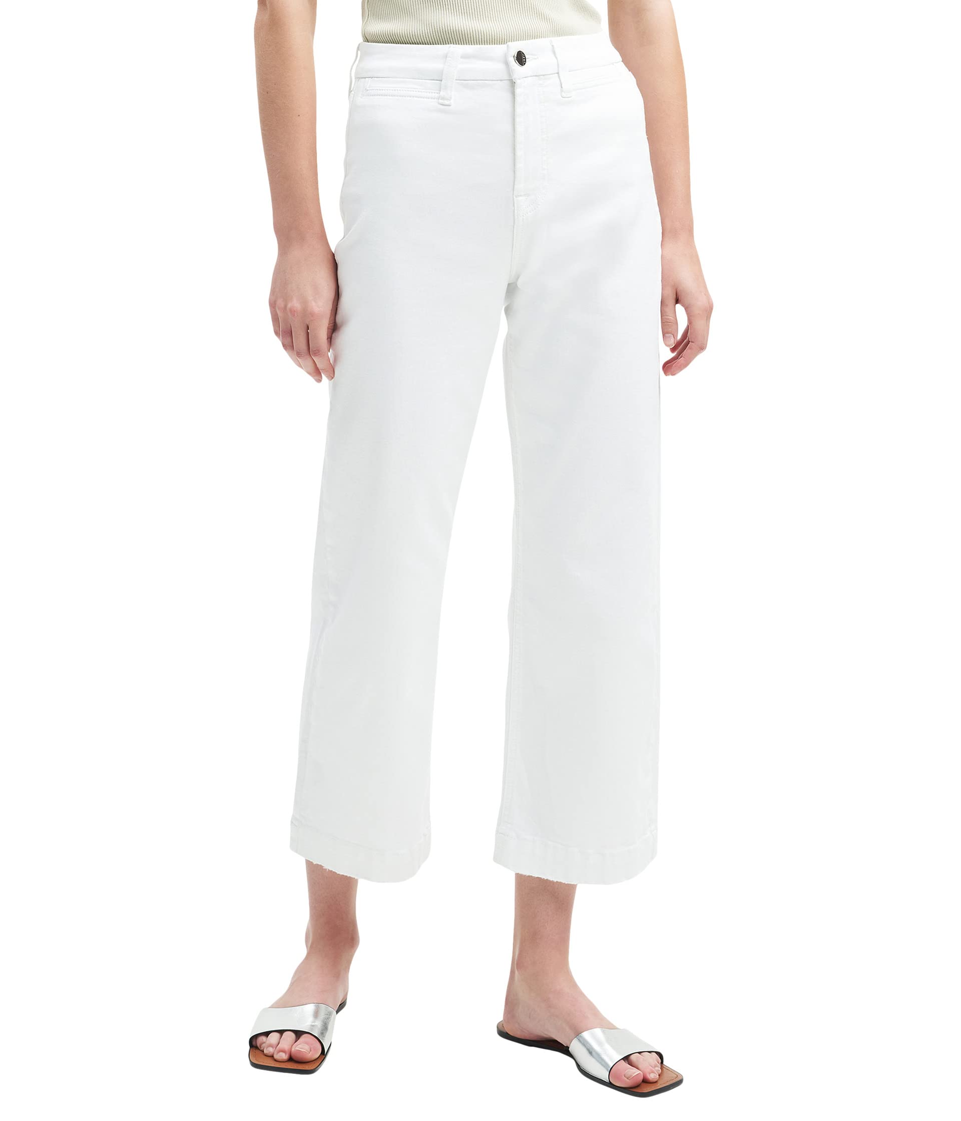 Укороченные широкие штанины с рваными краями в цвете White Fashion Destroy JEN7