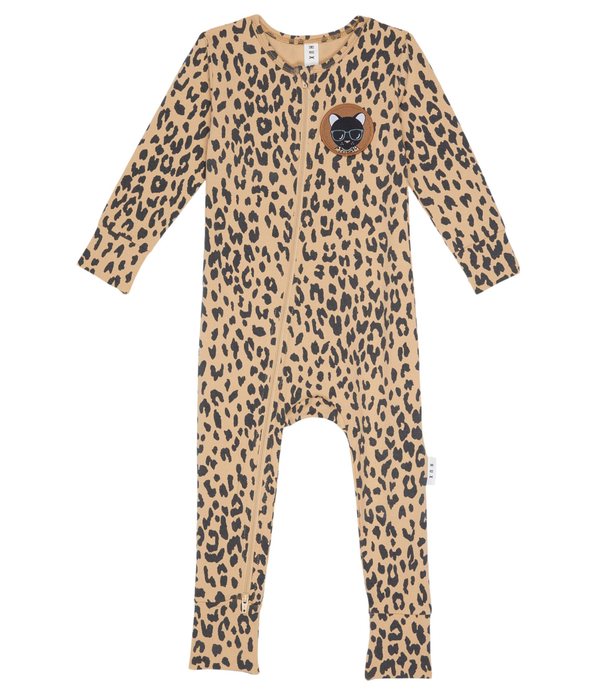 Ползунки на молнии с леопардовой нашивкой (для младенцев) HUXBABY