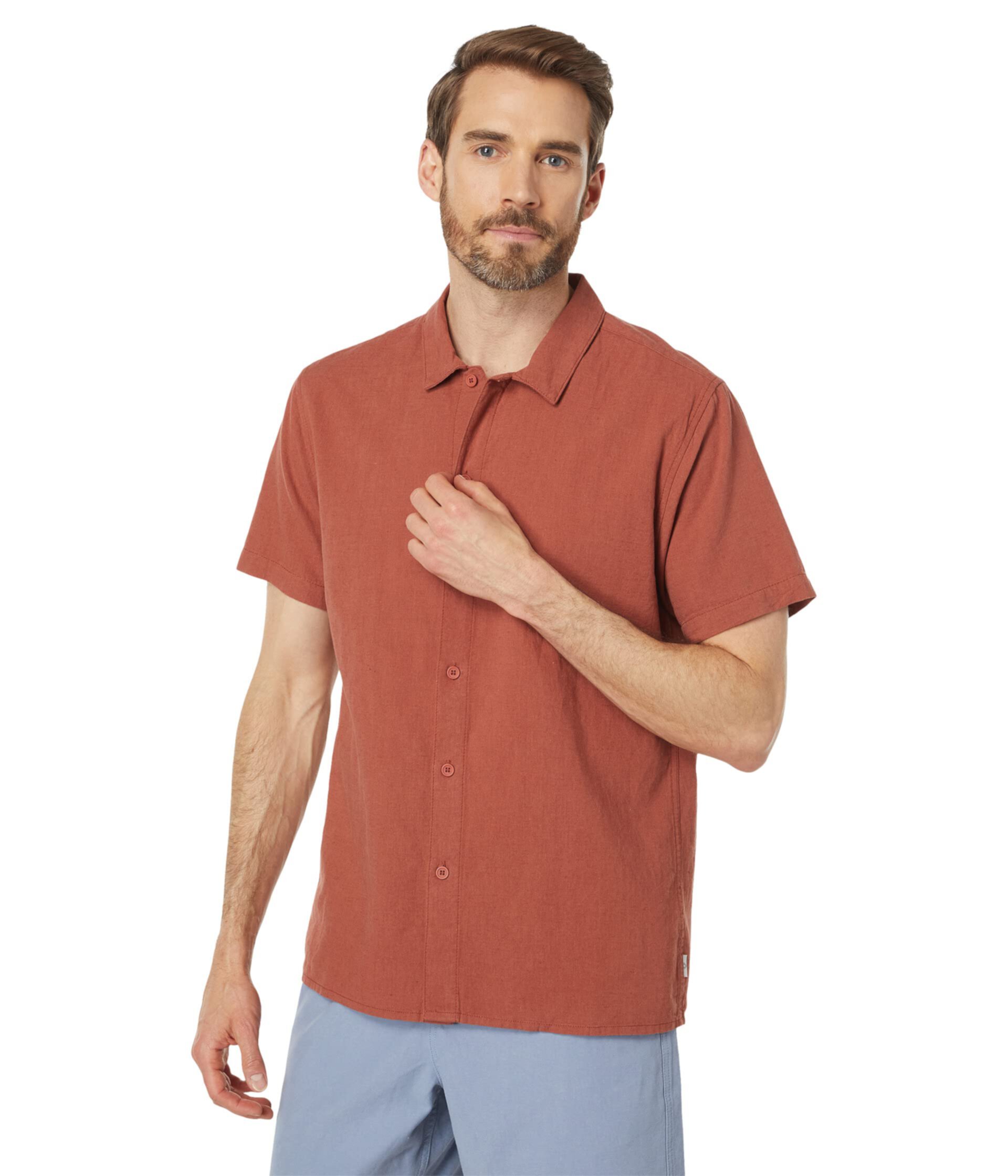 Классическая льняная рубашка с коротким рукавом RHYTHM