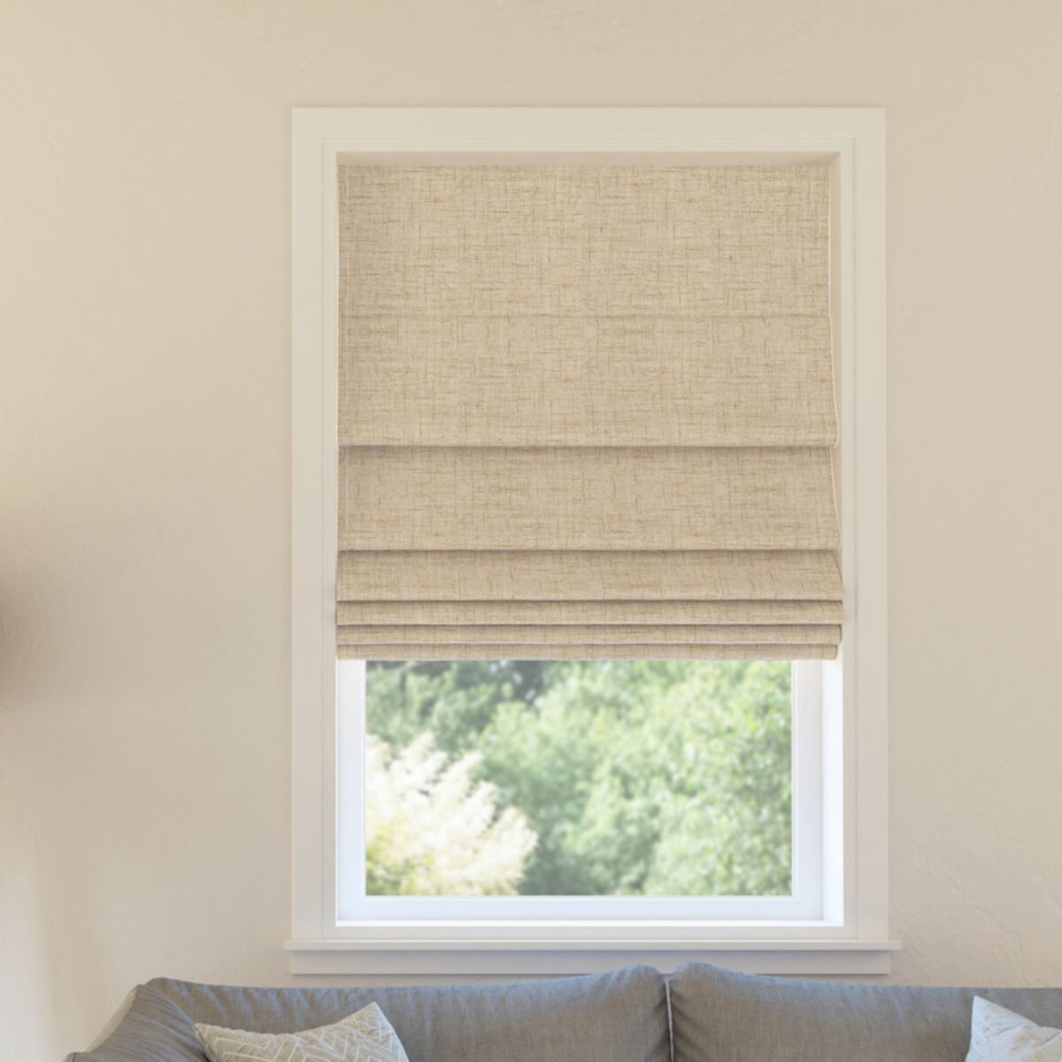 Sun Zero Somerton Textured 100% Blackout Cordless Roman Shade 64&#34; Length Sun Zero