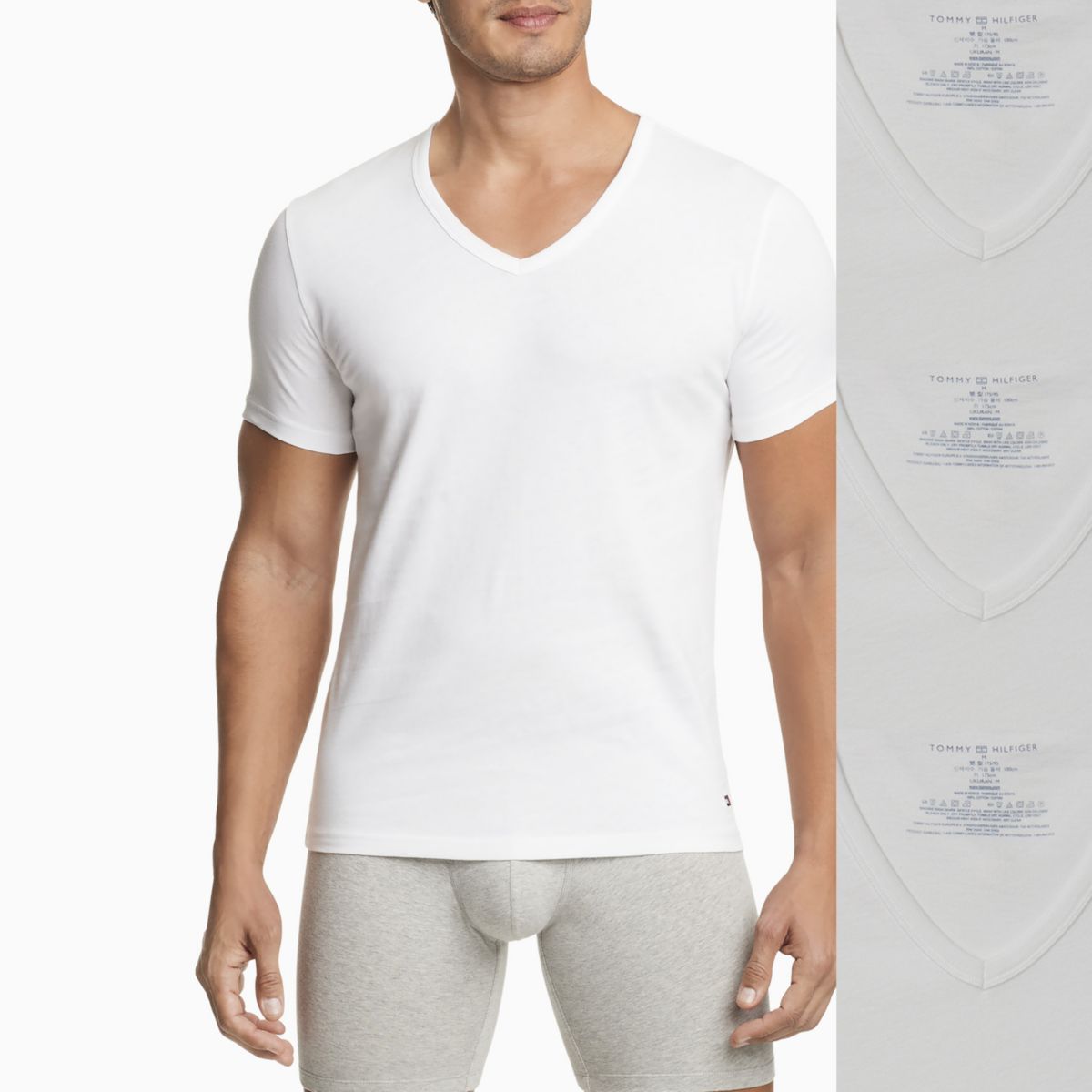 Мужские футболки Tommy Hilfiger Stretch 3-Pack с v-образным вырезом Tommy Hilfiger