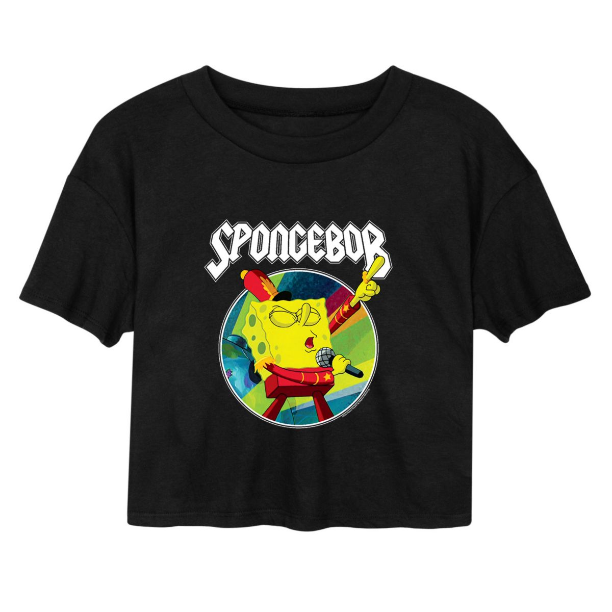 Juniors' SpongeBob SquarePants Rock Show Graphic Cropped Tee Nickelodeon